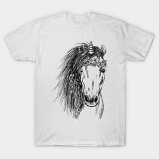 Unicorn Head Print T-Shirt